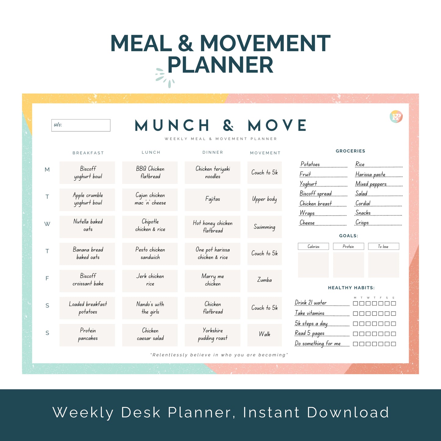 Munch & Move Weekly Planner (Digital)